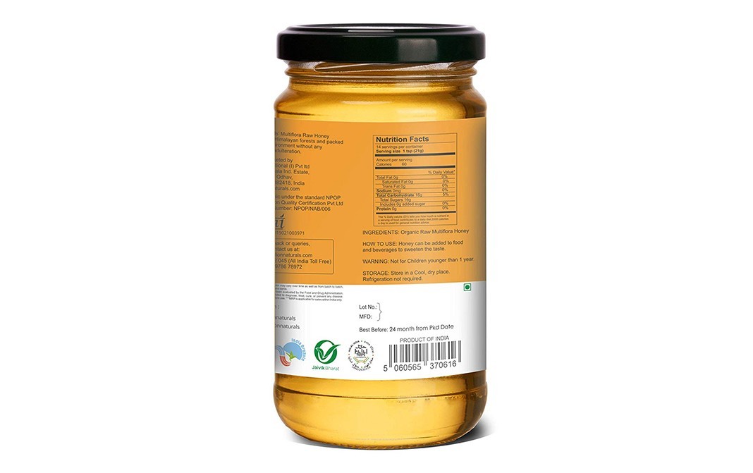MERLION NATURALS Organic Raw Honey (Multi Flora)    Plastic Jar  300 grams